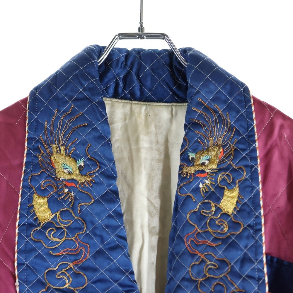 VINTAGE(ヴィンテージ) 40S GUILTING SUKA GOWN JACKET DRAGON 龍 刺繍 スカガウン ブルー/ボルドー