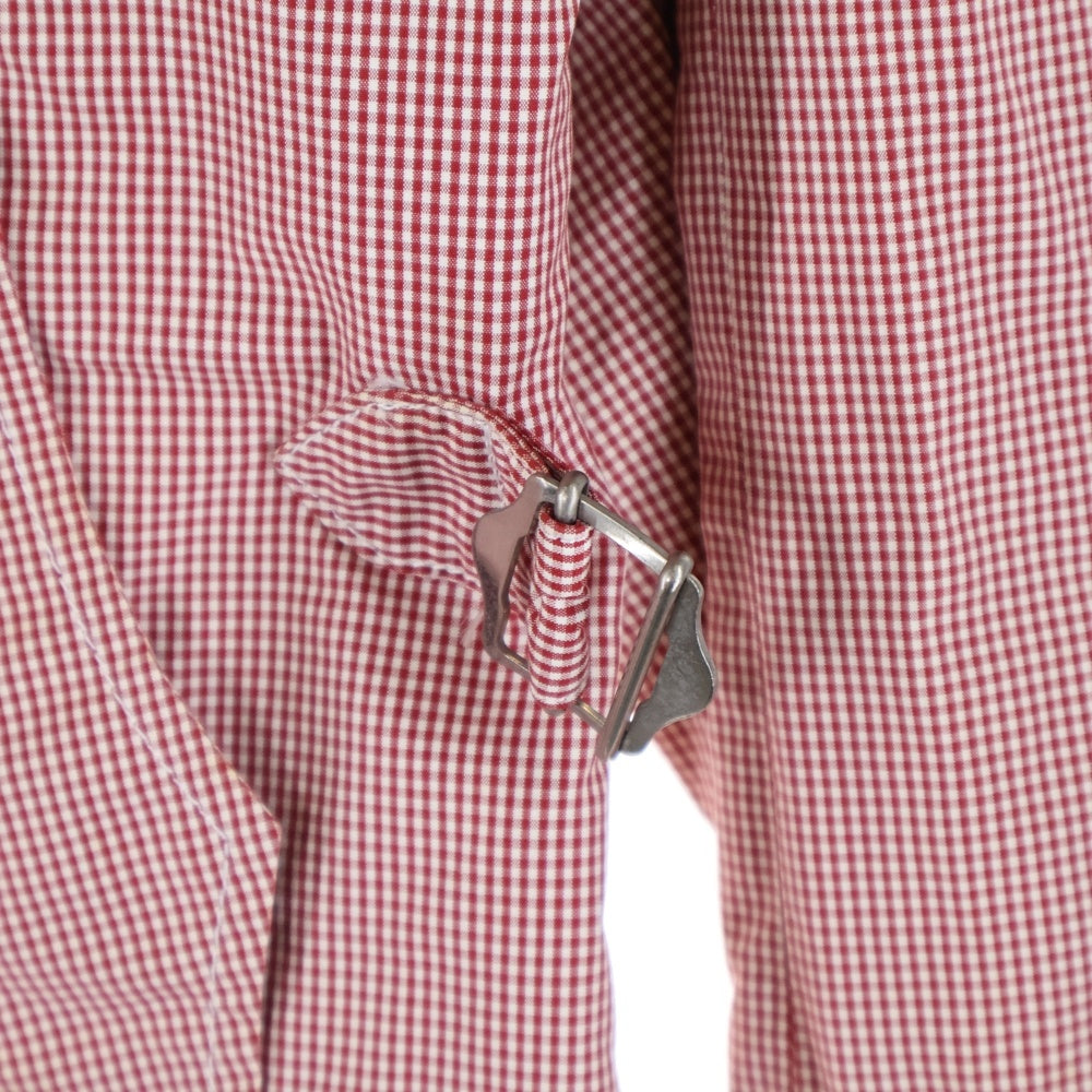 NO BRAND(ノーブランド) IN SYNC WITH(インシンクウィズ) チェック柄 サイドバックル ジップアップジャケット レッド