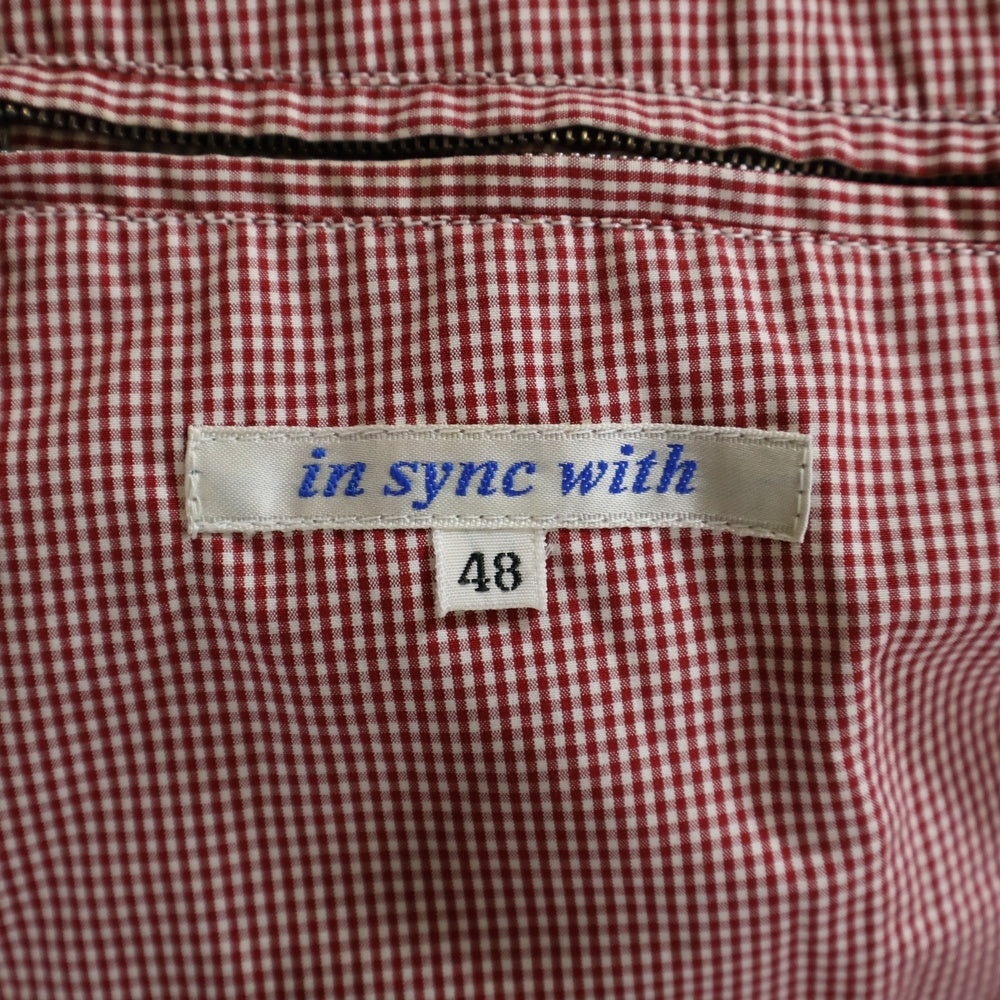 NO BRAND(ノーブランド) IN SYNC WITH(インシンクウィズ) チェック柄 サイドバックル ジップアップジャケット レッド