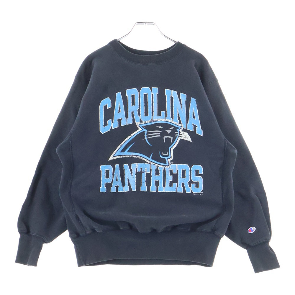 CHAMPION(チャンピオン) 90S REVERSE WEAVE CAROLINA PANTHERS SWEAT リバースウィーブ カロライナ パンサーズ 3段 プリント 刺繍タグ スウェット ブラック