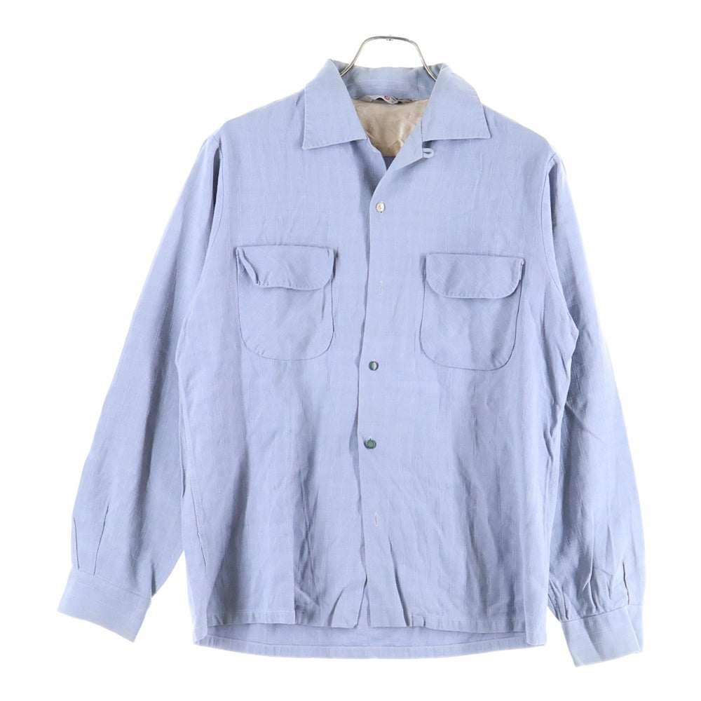 VINTAGE(ヴィンテージ) 50S SPORTSMAN CHECK L/S SHIRT スポーツマン フラップポケット 刺繍 長袖シャツ カスリ柄 ブルー