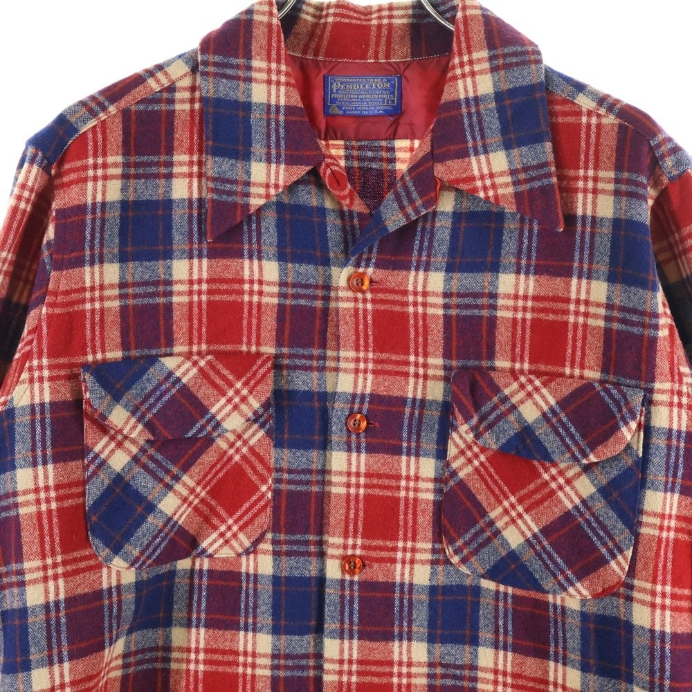 PENDLETON(ペンドルトン) 70S VINTAGE WOOL L/S CHECK SHIRT ヴィンテージ ウール 長袖シャツ レッド/ブルー