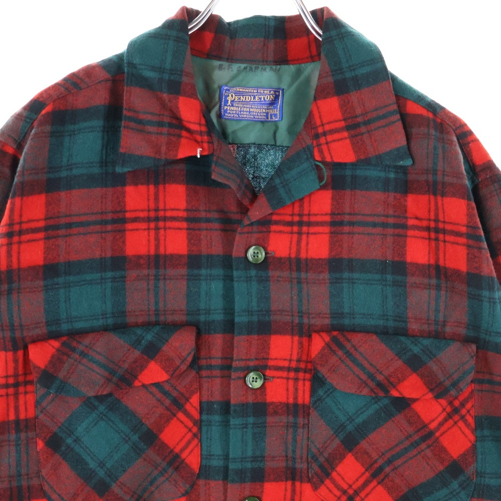 PENDLETON(ペンドルトン) 50S VINTAGE WOOL L/S CHECK SHIRT ヴィンテージ ウール チェック 長袖シャツ レッド/グリーン