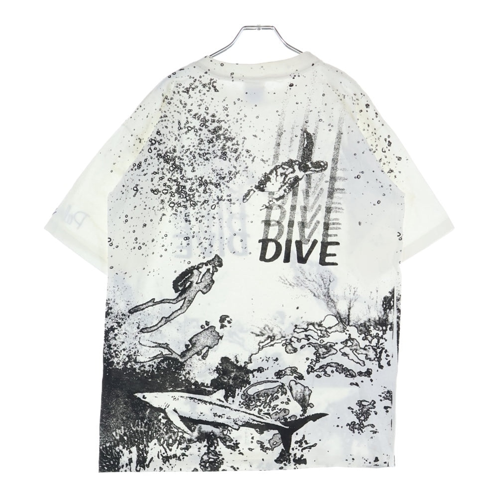 VINTAGE(ヴィンテージ) 90s PALAU ISLAND 90s OVERPRINT T-SHIRT DIVE JAWS 総柄プリントTシャツ ホワイト