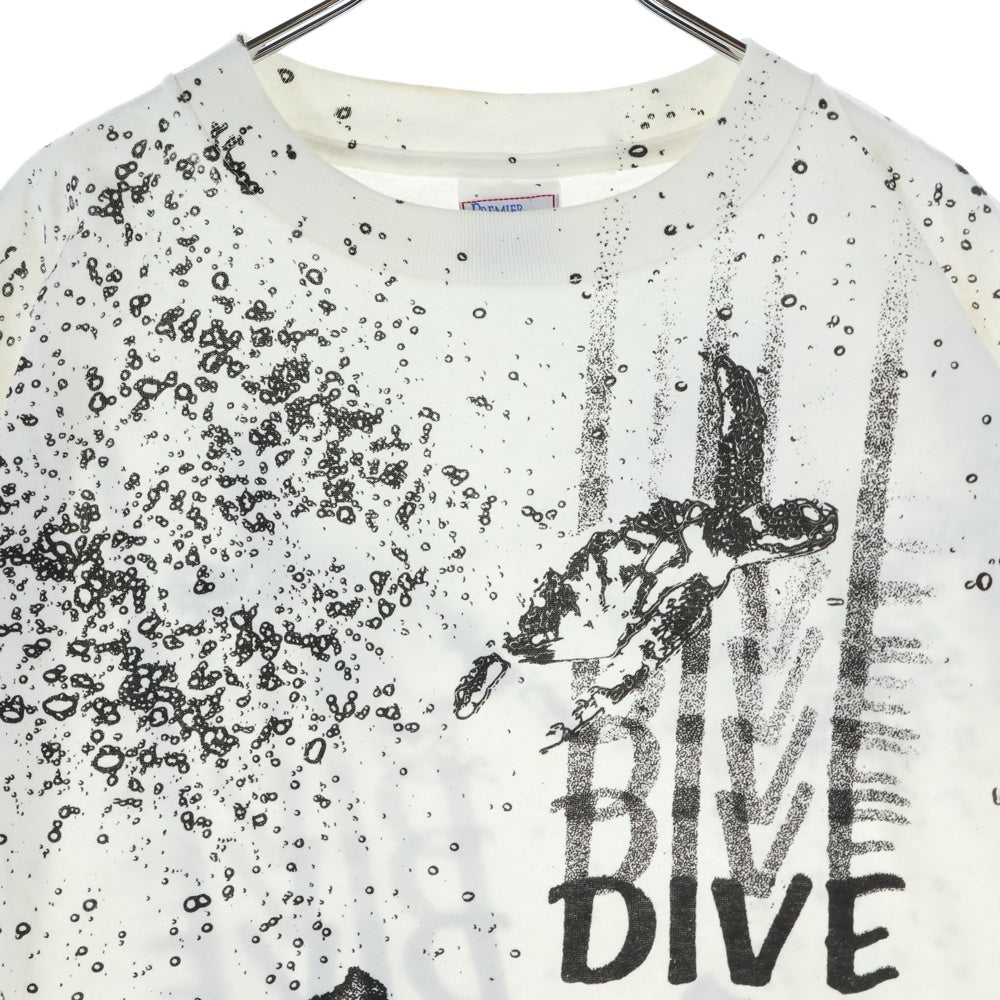 VINTAGE(ヴィンテージ) 90s PALAU ISLAND 90s OVERPRINT T-SHIRT DIVE JAWS 総柄プリントTシャツ ホワイト