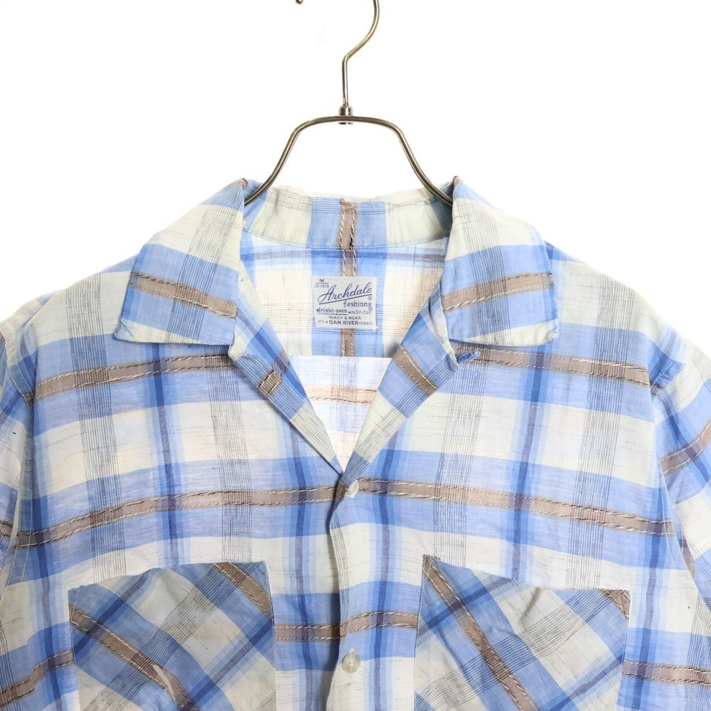 VINTAGE(ヴィンテージ) 60s Archdale Fashions オープンカラー 半袖シャツ ブルー/ホワイト