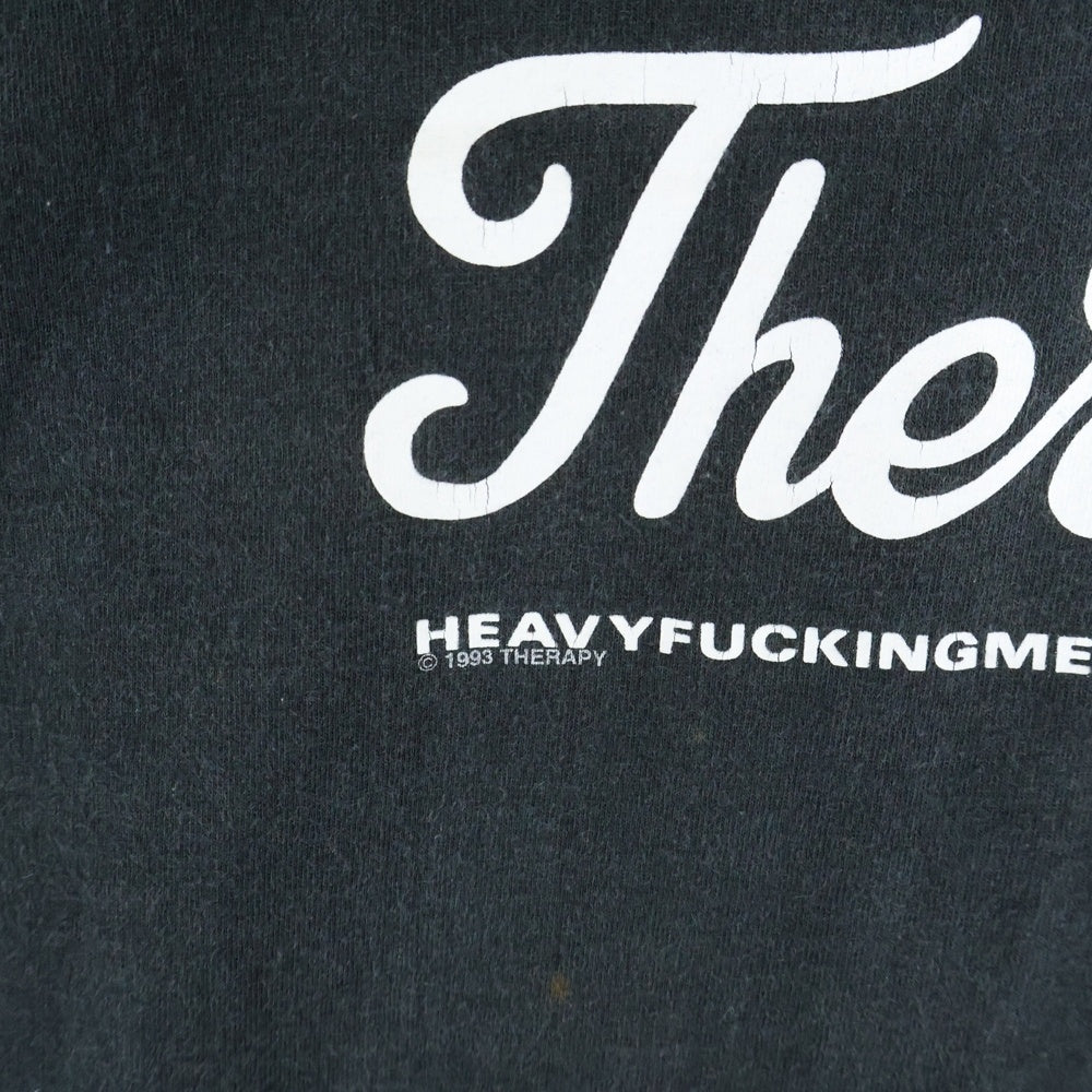 VINTAGE(ヴィンテージ) 90s THERAPY ? IRONY HEAVYFUCKINGMETAL L/S TEE ANVILボディ アイロニー 長袖プリントTシャツ ブラック