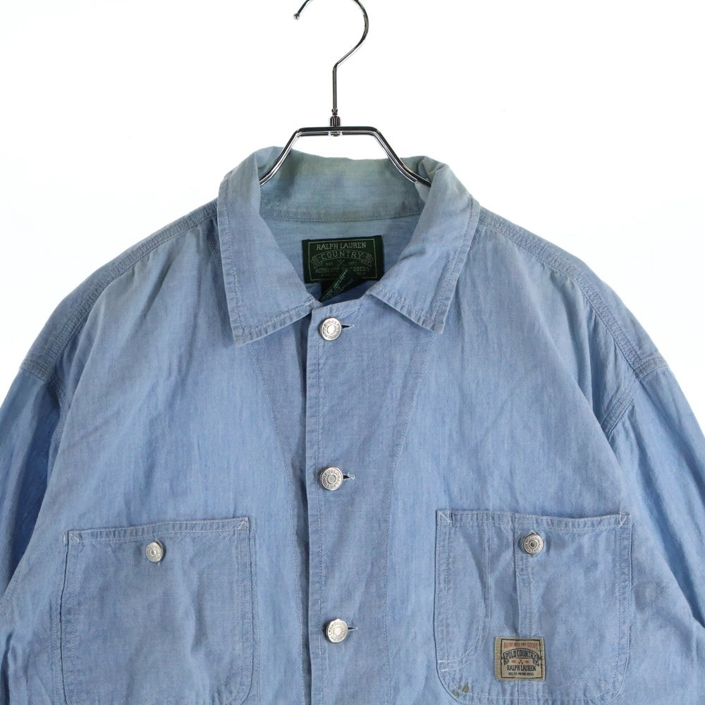 RALPH LAUREN(ラルフローレン) 80-90S COUNTRY COTTON CHAMBRAY L/S SHIRT 40年代サンプリング カントリー シャンブレー 長袖 シャツ ブルー