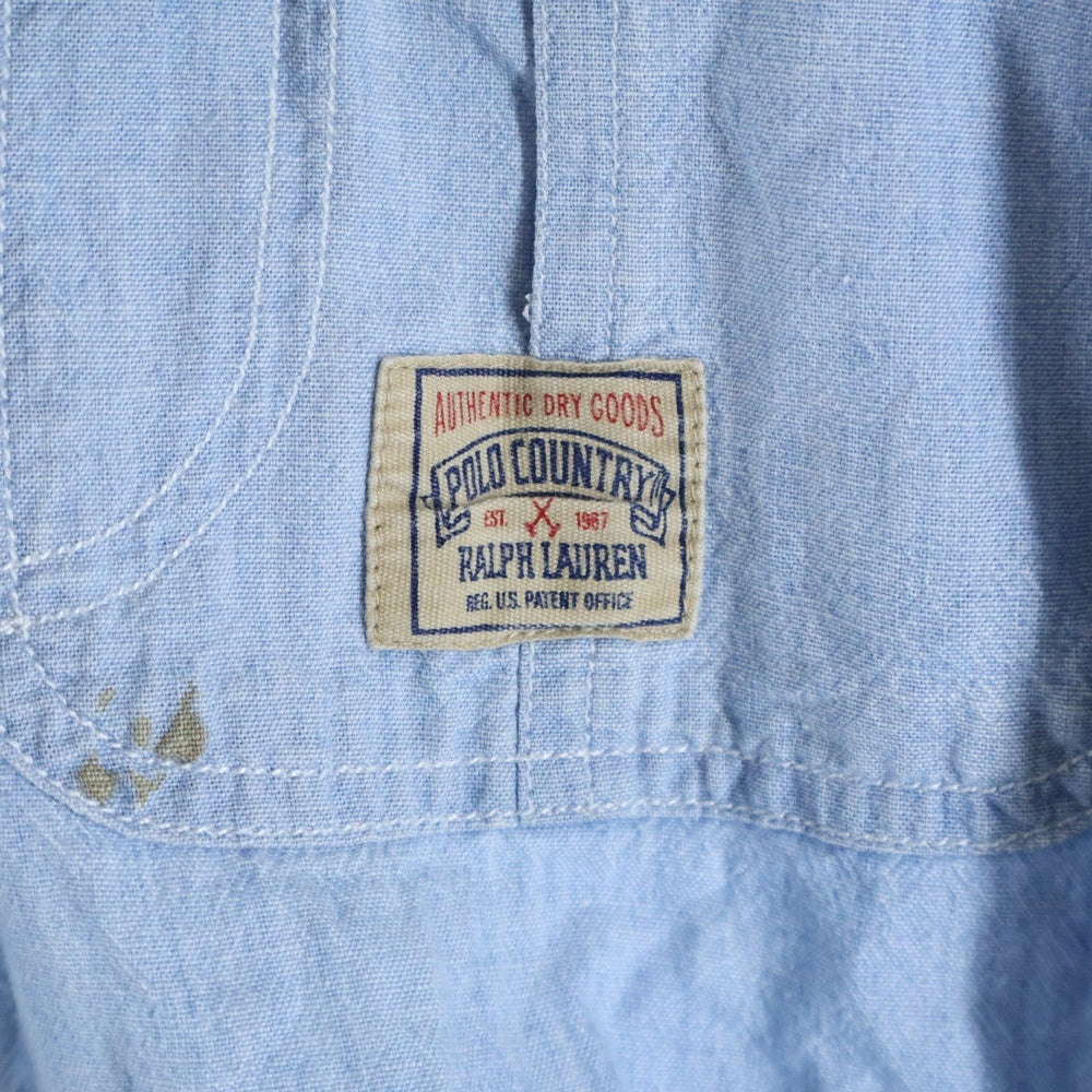 RALPH LAUREN(ラルフローレン) 80-90S COUNTRY COTTON CHAMBRAY L/S SHIRT 40年代サンプリング カントリー シャンブレー 長袖 シャツ ブルー