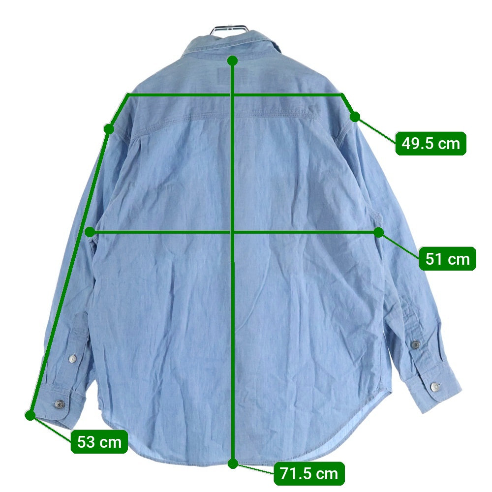 RALPH LAUREN(ラルフローレン) 80-90S COUNTRY COTTON CHAMBRAY L/S SHIRT 40年代サンプリング カントリー シャンブレー 長袖 シャツ ブルー