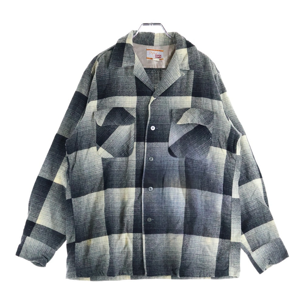 Levi's(リーバイス) 50S Styled by LEVI'S OMBRE BOX CHECK L/S SHIRT フラップサテン 襟芯入り 長袖 チェック シャツ ブラック/ホワイト