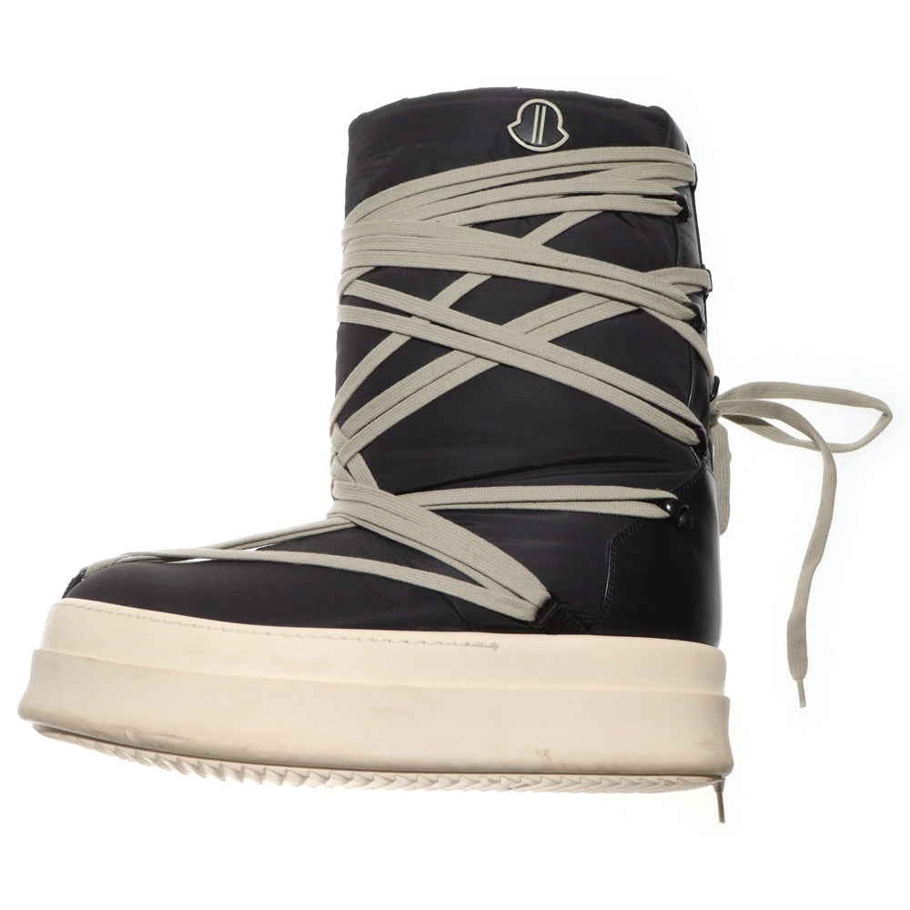 Rick Owens(リックオウエンス) 23AW ×MONCLER BIG ROCKS PADDED BOOTS I209N4H00020 M3863 ×モンクレール パデットブーツ ロゴダウンブーツ ブラック/ホワイト