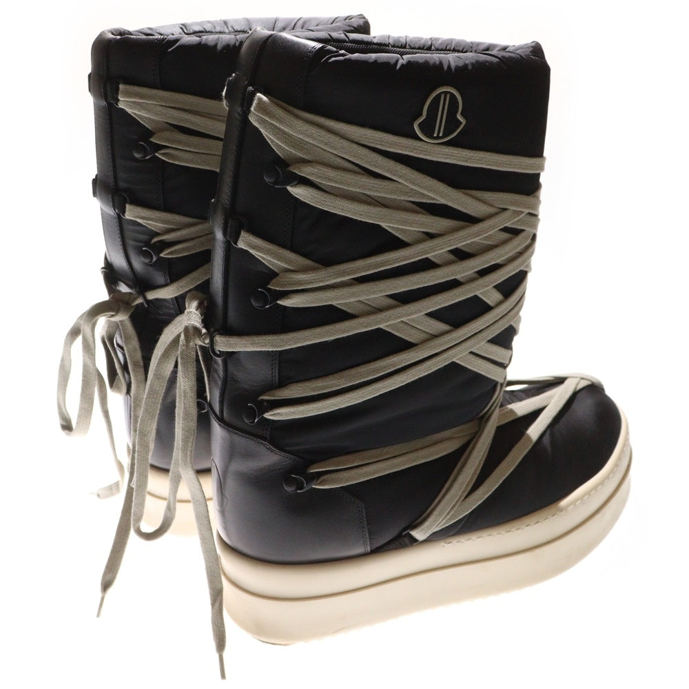 Rick Owens(リックオウエンス) 23AW ×MONCLER BIG ROCKS PADDED BOOTS I209N4H00020 M3863 ×モンクレール パデットブーツ ロゴダウンブーツ ブラック/ホワイト