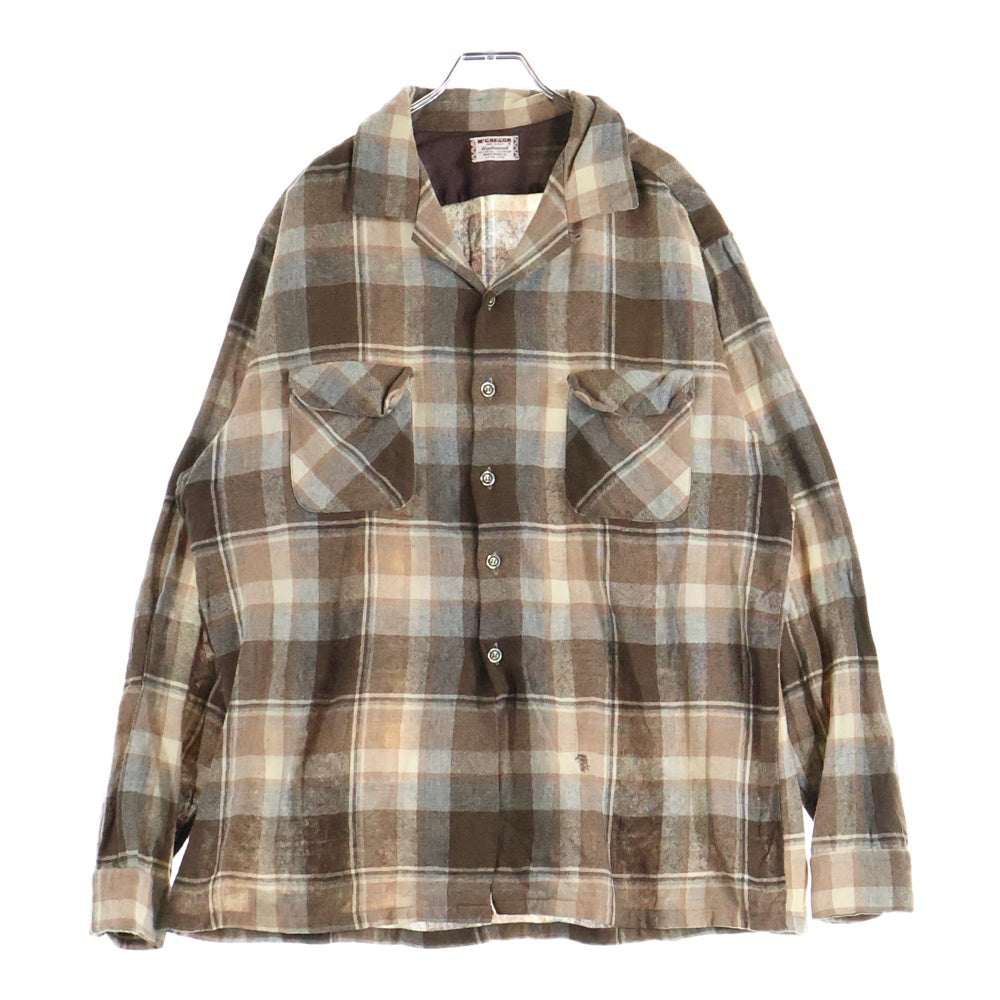 McGREGOR(マクレガー) 50S VINTAGE WOOL CHECK L/S SHIRT BOX TYPE ヴィンテージ ウール 長袖 チェックシャツ ボックス型 ブラウン/ホワイト