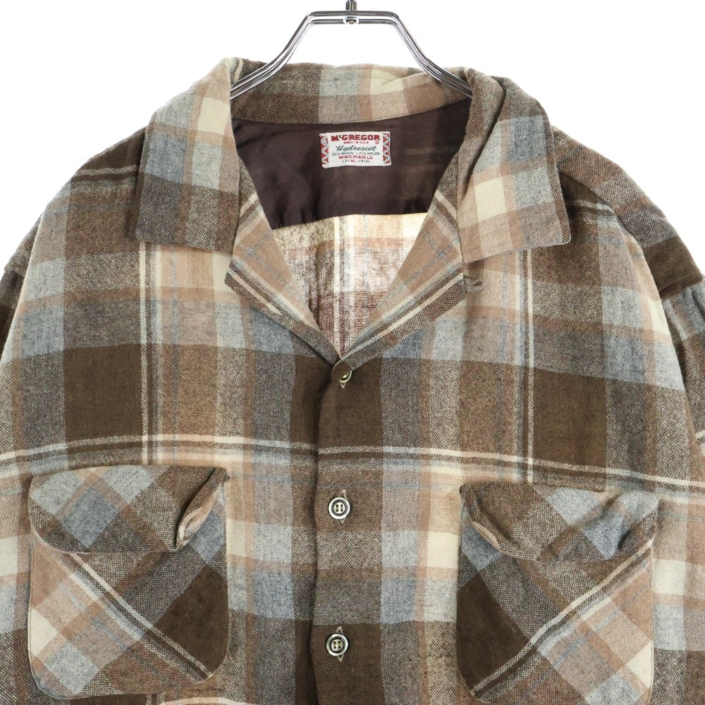 McGREGOR(マクレガー) 50S VINTAGE WOOL CHECK L/S SHIRT BOX TYPE ヴィンテージ ウール 長袖 チェックシャツ ボックス型 ブラウン/ホワイト