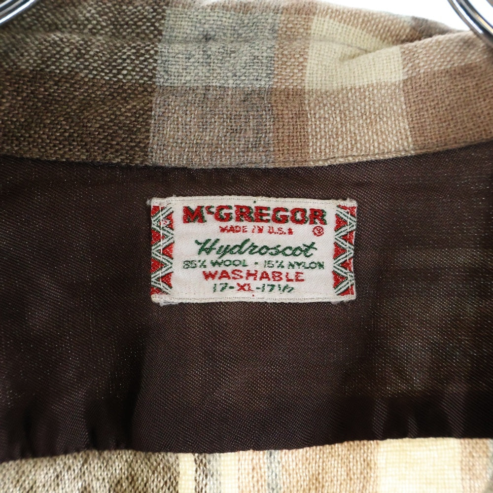 McGREGOR(マクレガー) 50S VINTAGE WOOL CHECK L/S SHIRT BOX TYPE ヴィンテージ ウール 長袖 チェックシャツ ボックス型 ブラウン/ホワイト