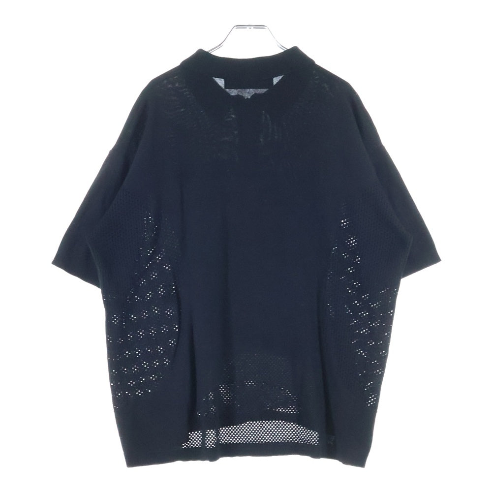 bal(バル) メッシュ ハーフジップアップ半袖カットソー ブラック