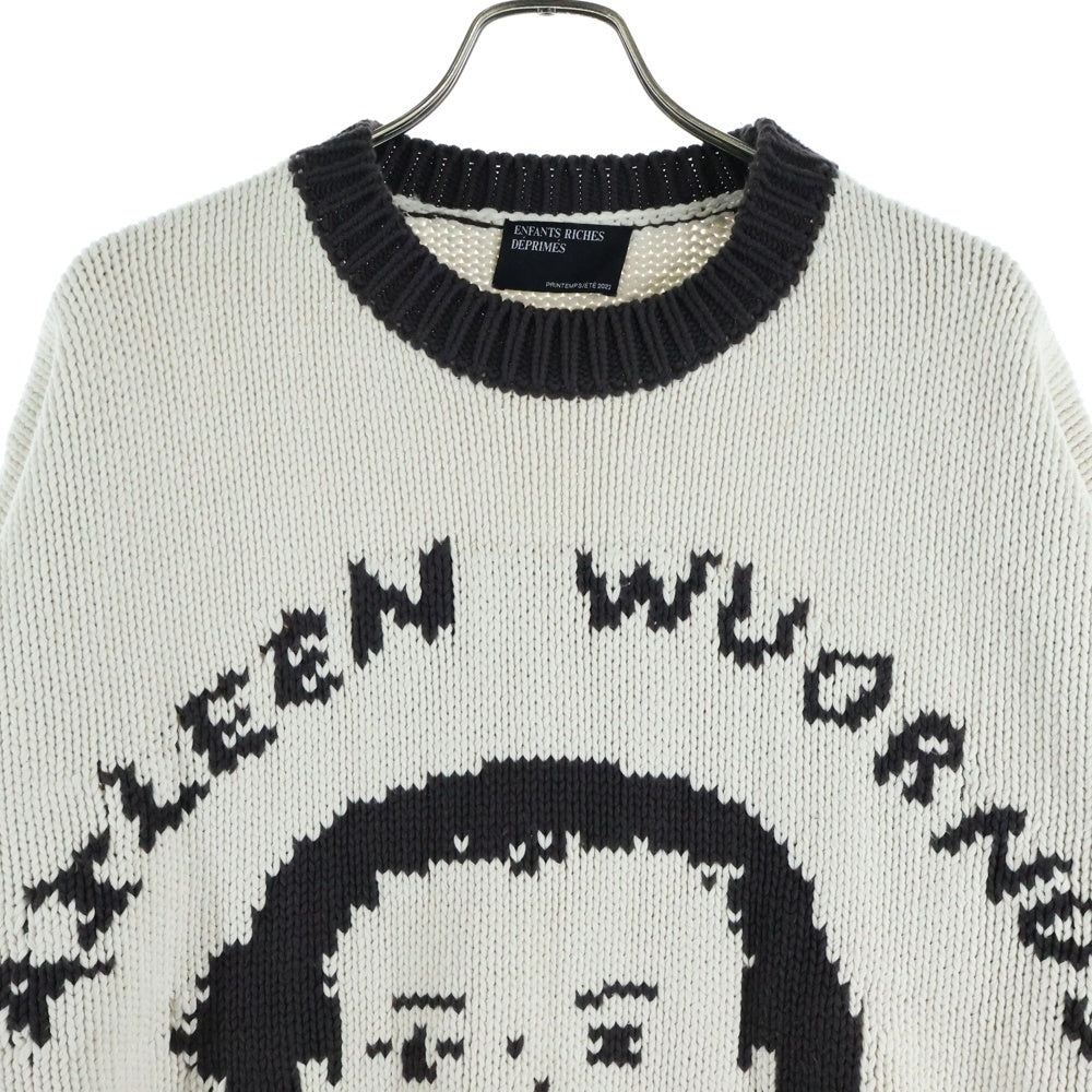 ENFANTS RICHES DEPRIMES(アンファンリッシュデプリメ) 23SS Aileen Wuornos Cotton Knit Sweater クルーネックニットセーター アイボリー/ブラウン