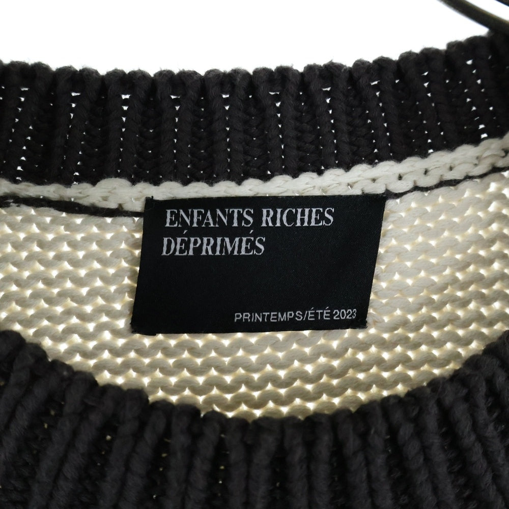 ENFANTS RICHES DEPRIMES(アンファンリッシュデプリメ) 23SS Aileen Wuornos Cotton Knit Sweater クルーネックニットセーター アイボリー/ブラウン