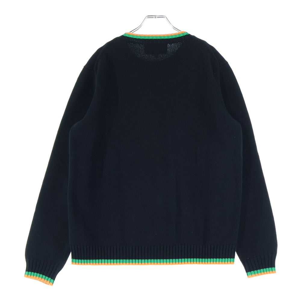 CASABLANCA(カサブランカ) 21AW ORENGE CREW NECK KNIT フロント フルーツ クルーネック ニット ブラック CASABLANCA21FW-3