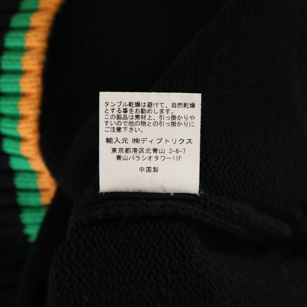 CASABLANCA(カサブランカ) 21AW ORENGE CREW NECK KNIT フロント フルーツ クルーネック ニット ブラック CASABLANCA21FW-3