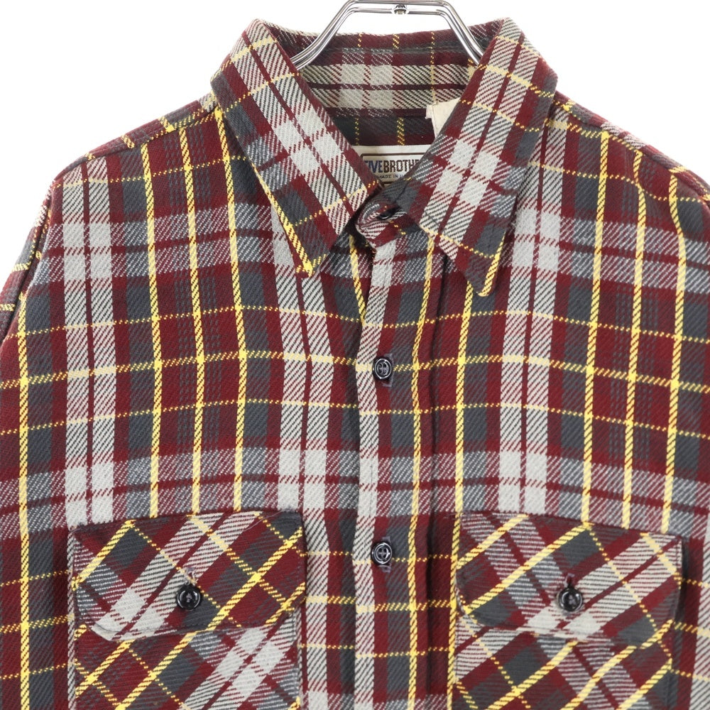 FIVE BROTHERS(ファイブブラザー) 70-80S VINTAGE CHECK L/S SHIRT コットン オンブレ 長袖シャツ レッド/ブラウン/イエロー