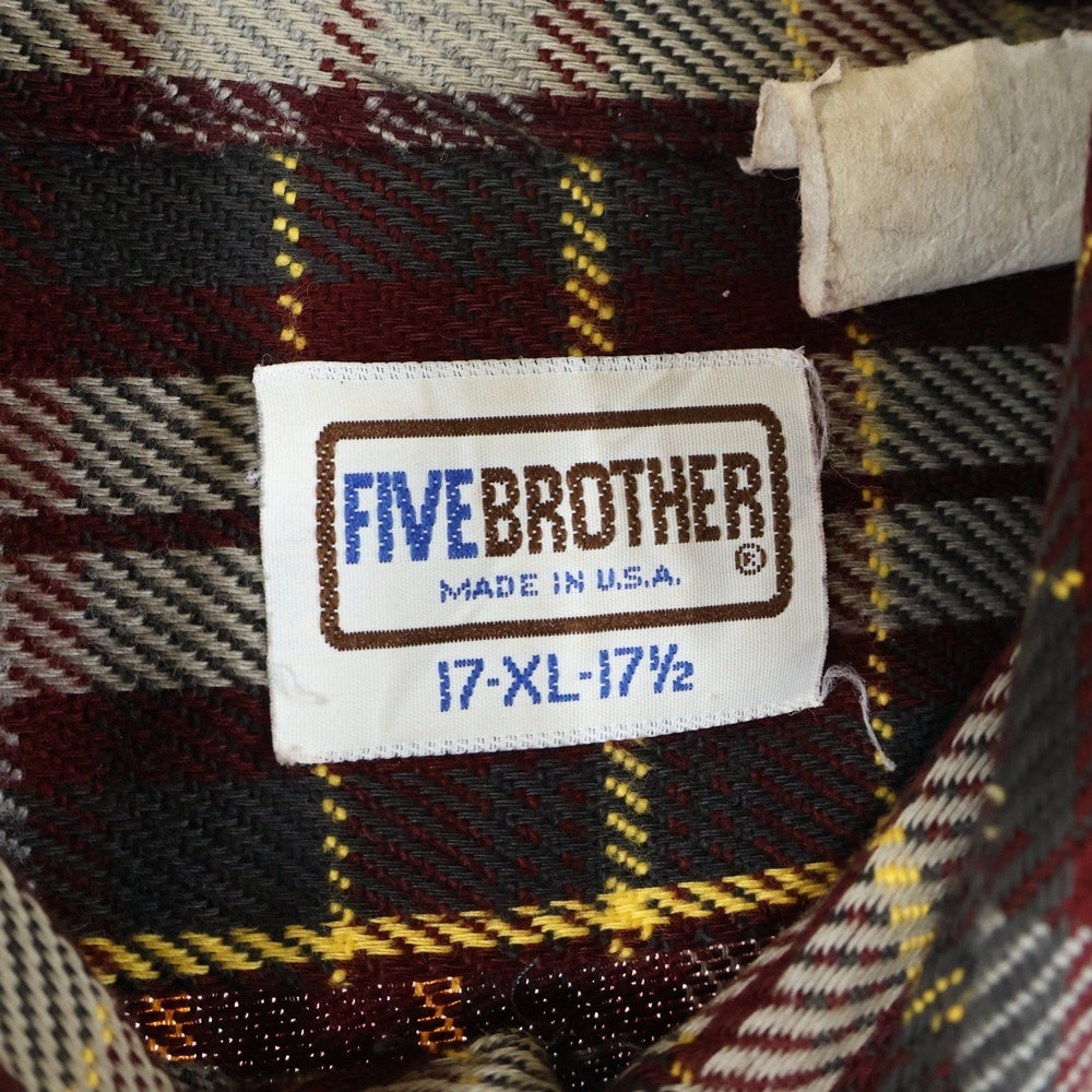 FIVE BROTHERS(ファイブブラザー) 70-80S VINTAGE CHECK L/S SHIRT コットン オンブレ 長袖シャツ レッド/ブラウン/イエロー