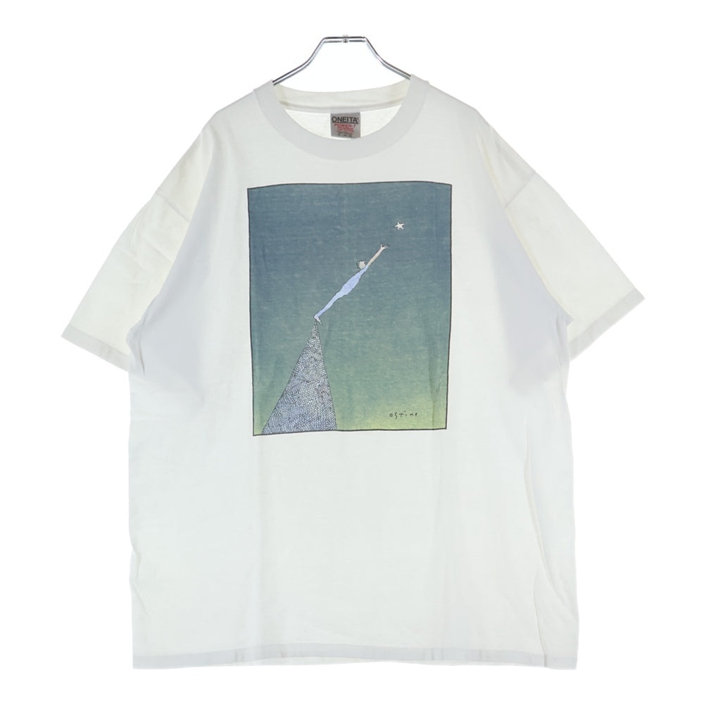 VINTAGE(ヴィンテージ) 90s RICHARD STINE MAN REACHING FOR A STAR リチャードスタイン 星に手を伸ばす男 アート 絵画 Tシャツ 半袖カットソー ホワイト