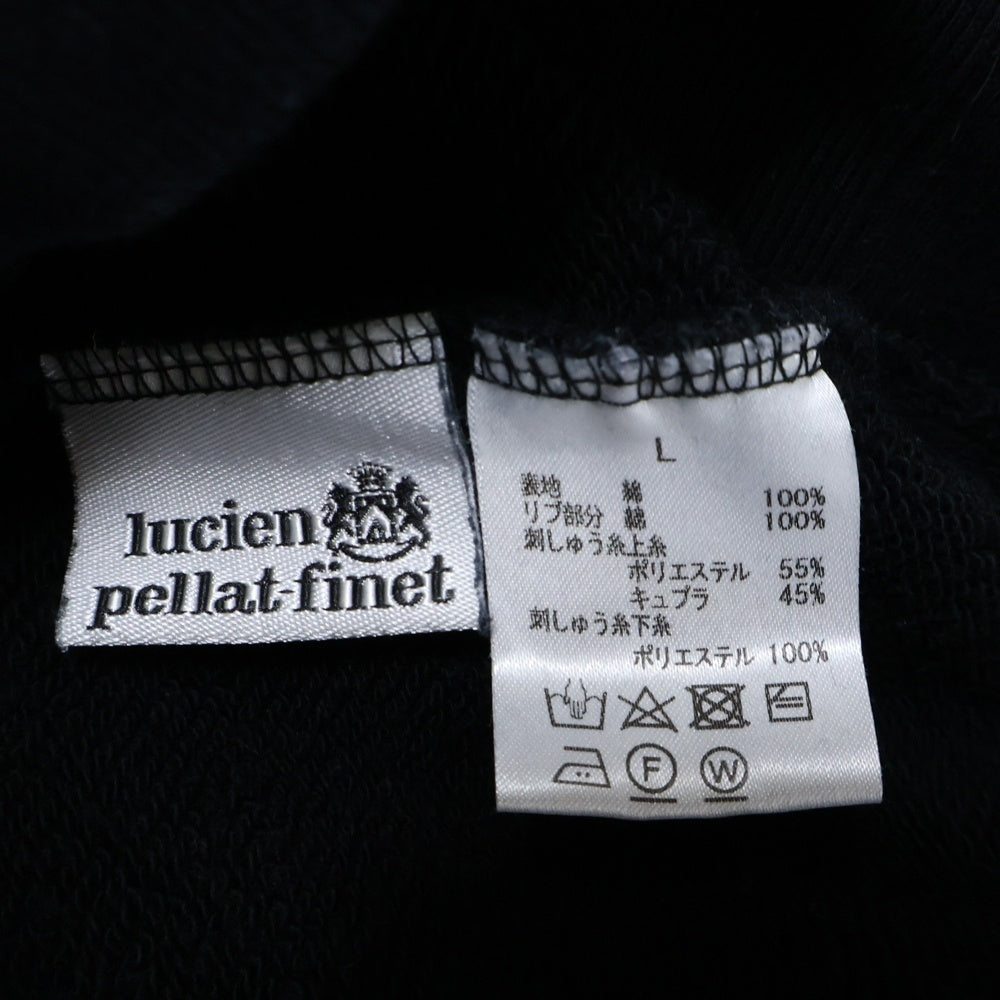 lucien pellat-finet(ルシアンペラフィネ) スカル刺繍 エンブロイダリープルオーバーフーディー パーカー ブラック