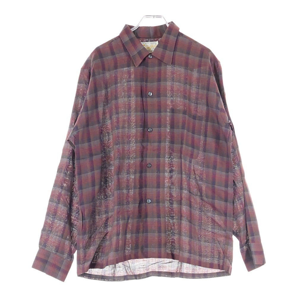 VINTAGE(ヴィンテージ) 50-60S WEAVERS GOLD RAYON CHECK L/S SHIRT ウィーバーズ ゴールド レーヨン 長袖シャツ ボルドー/グレー