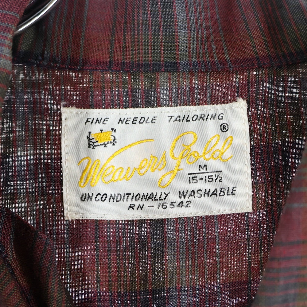 VINTAGE(ヴィンテージ) 50-60S WEAVERS GOLD RAYON CHECK L/S SHIRT ウィーバーズ ゴールド レーヨン 長袖シャツ ボルドー/グレー