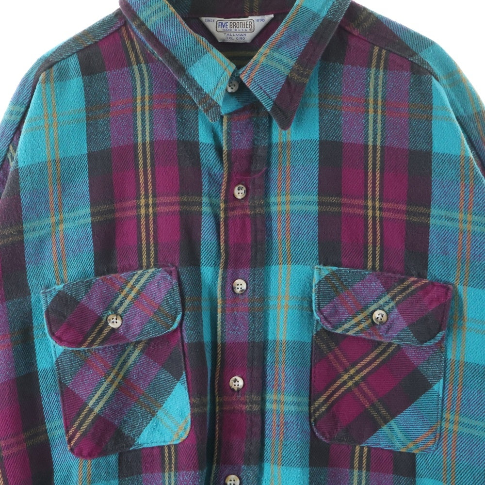 FIVE BROTHERS(ファイブブラザー) 70-80S VINTAGE CHECK L/S SHIRT ヴィンテージ チェック 長袖 シャツ ブルー/ボルドー/イエロー