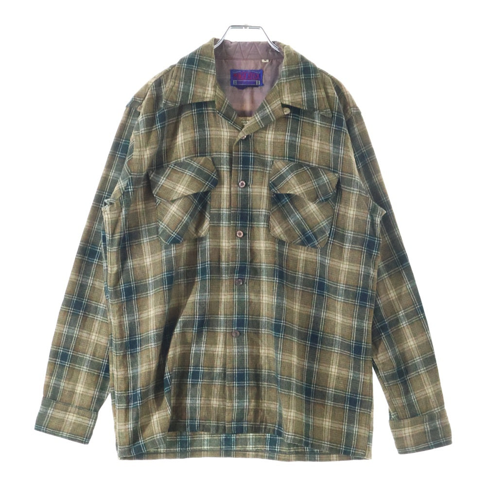 VINTAGE(ヴィンテージ) 60-70S PONDEROSA BY BAROON SHADOW CHECK L/S SHIRT ポンデローサ シャドーチェック 長袖 シャツ ブラウン/グリーン