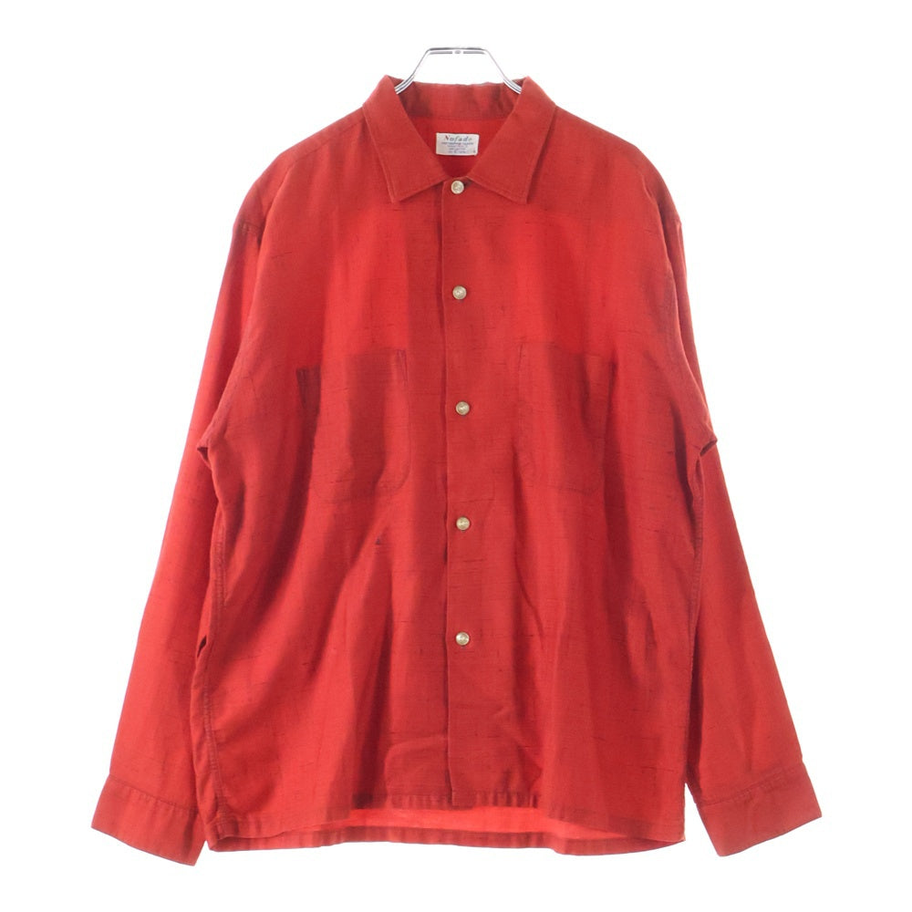 VINTAGE(ヴィンテージ) 50-60S NOFADE WASHABLE RAYON KASURI L/S SHIRT レーヨン 黒カスリ かすり柄 チェック 長袖 シャツ レッド/ブラック