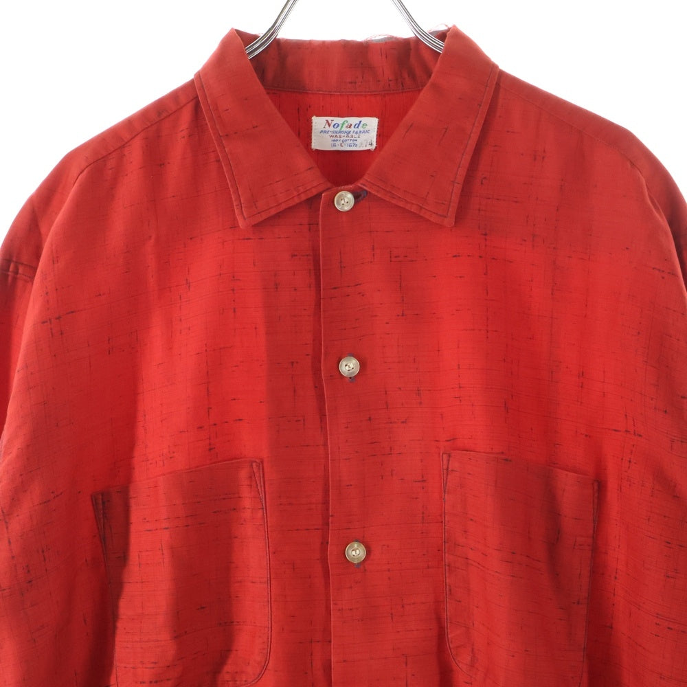 VINTAGE(ヴィンテージ) 50-60S NOFADE WASHABLE RAYON KASURI L/S SHIRT レーヨン 黒カスリ かすり柄 チェック 長袖 シャツ レッド/ブラック