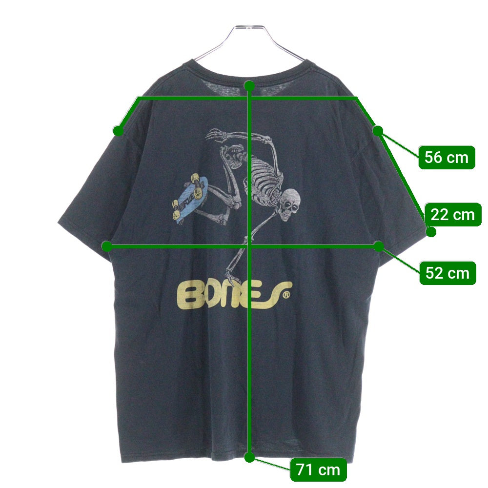 POWELL PERALTA(パウエルペラルタ) 00s BONES 両面プリント クルーネック半袖Tシャツ ブラック