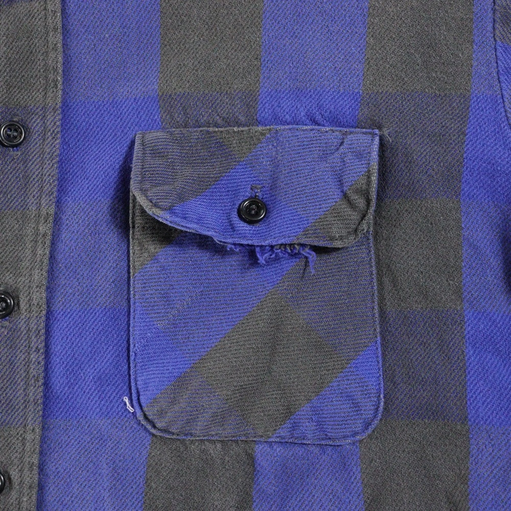 FIVE BROTHERS(ファイブブラザー) 70-80S VINTAGE FLANNEL CHECK L/S SHIRT コットン チェック 長袖 三角タグ シャツ ブルー/ブラック