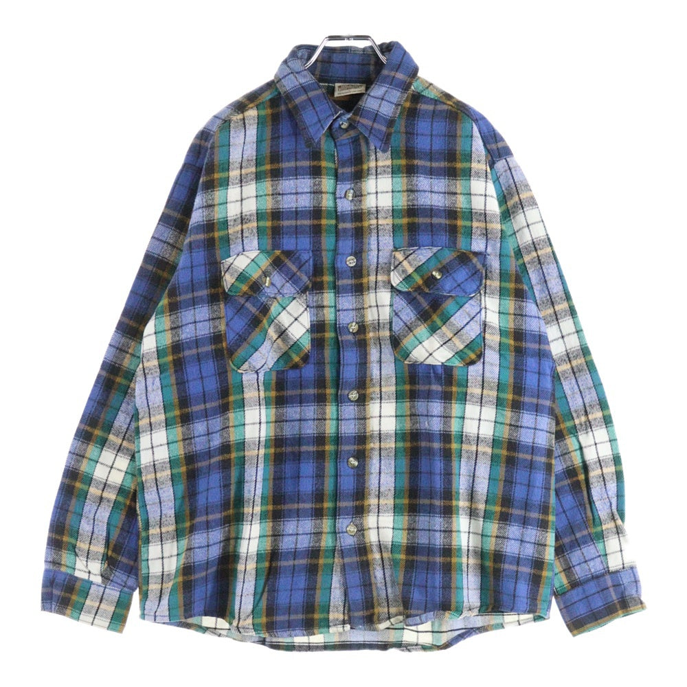 FIVE BROTHERS(ファイブブラザー) 90S VINTAGE FLANNEL CHECK L/S SHIRT コットン チェック 長袖 シャツ ブルー/ホワイト/グリーン
