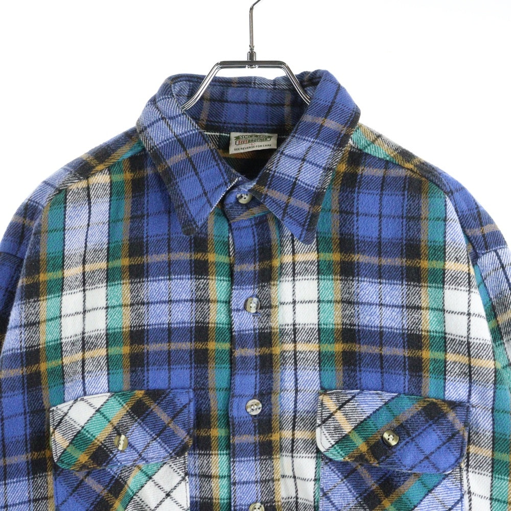 FIVE BROTHERS(ファイブブラザー) 90S VINTAGE FLANNEL CHECK L/S SHIRT コットン チェック 長袖 シャツ ブルー/ホワイト/グリーン