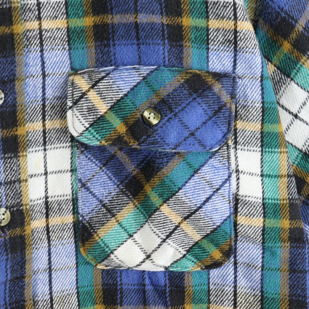 FIVE BROTHERS(ファイブブラザー) 90S VINTAGE FLANNEL CHECK L/S SHIRT コットン チェック 長袖 シャツ ブルー/ホワイト/グリーン