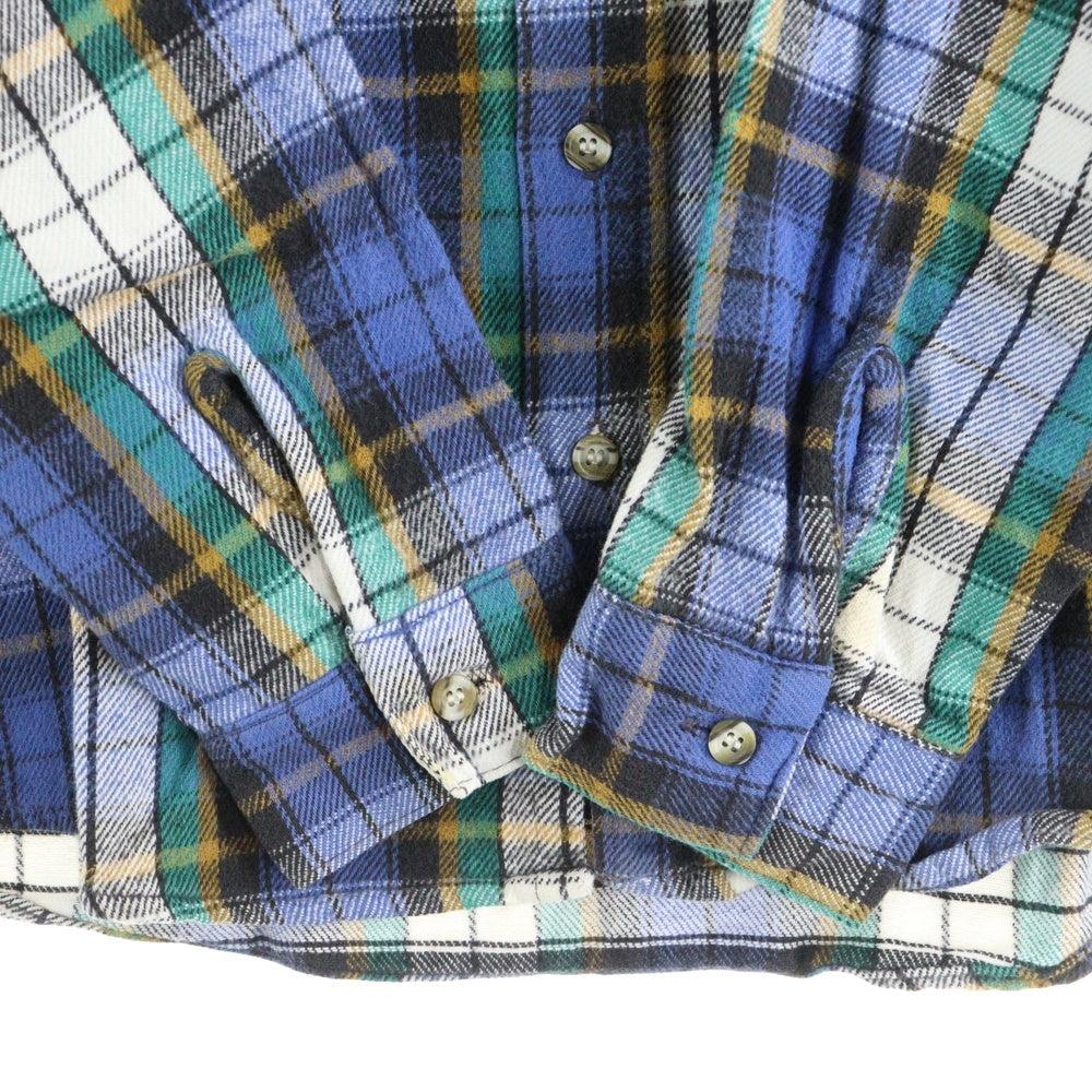 FIVE BROTHERS(ファイブブラザー) 90S VINTAGE FLANNEL CHECK L/S SHIRT コットン チェック 長袖 シャツ ブルー/ホワイト/グリーン
