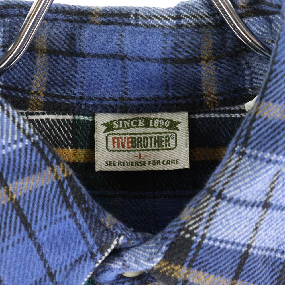 FIVE BROTHERS(ファイブブラザー) 90S VINTAGE FLANNEL CHECK L/S SHIRT コットン チェック 長袖 シャツ ブルー/ホワイト/グリーン