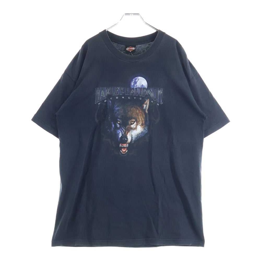 HARLEY DAVIDSON(ハーレーダビッドソン) 00s VINTAGE WOLF MOON HOLOUBEK ウルフ 半袖Tシャツ ブラック/ブルー