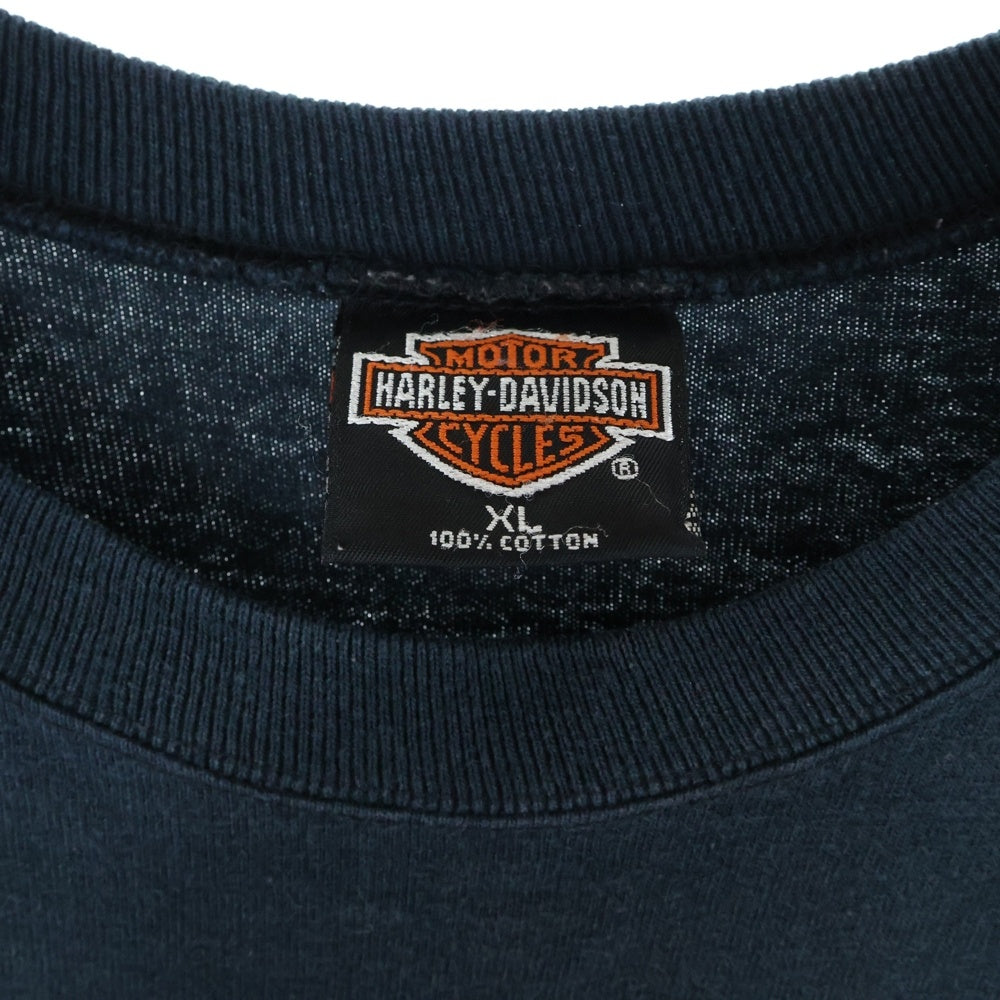 HARLEY DAVIDSON(ハーレーダビッドソン) 90s VINTAGE FEEL THE HEAT R.K.STRATMAN FLAMES L/S TEE フレイムス 袖ファイヤー 長袖Tシャツ ブラック/レッド