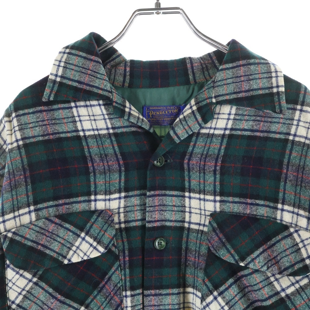 60s ペンドルトン オンブレ グリーン系 チェック柄 ウールシャツ 希少 pendleton 60s ウールシャツ 好配色 オンブレ グリーン 60s