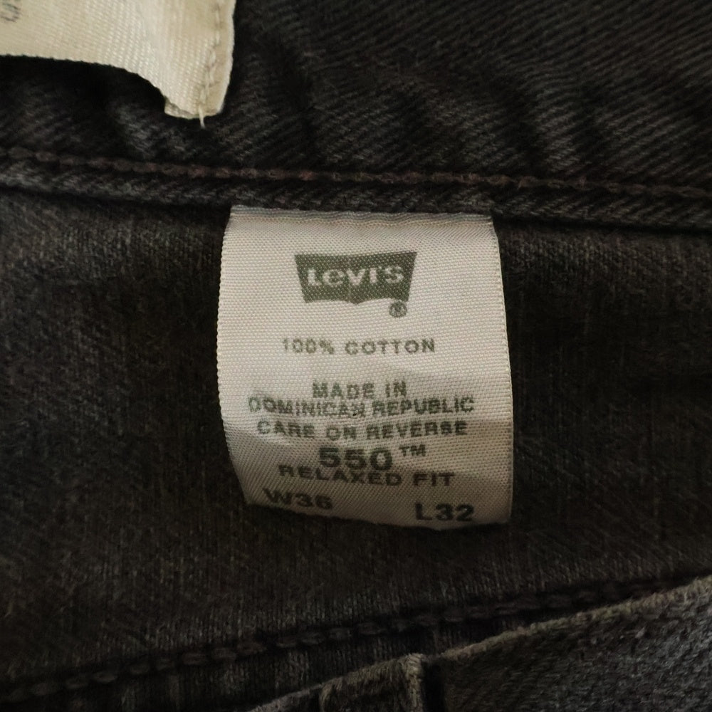 Levi's(リーバイス) 00S 550 RELAXED FIT 後染め ボタン裏1110刻印 スモールe ペンキ ブラックデニム パンツ