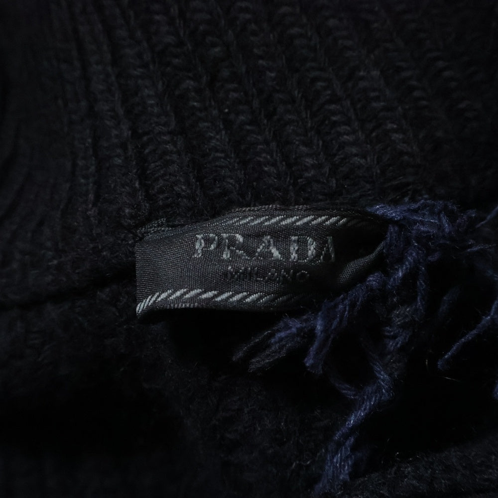 PRADA(プラダ) Wool and Cashmere Turtleneck Sweater UMR592 ウールカシミア 三角ロゴ トライアングルプレート タートルネック長袖ニットセーター ブラック