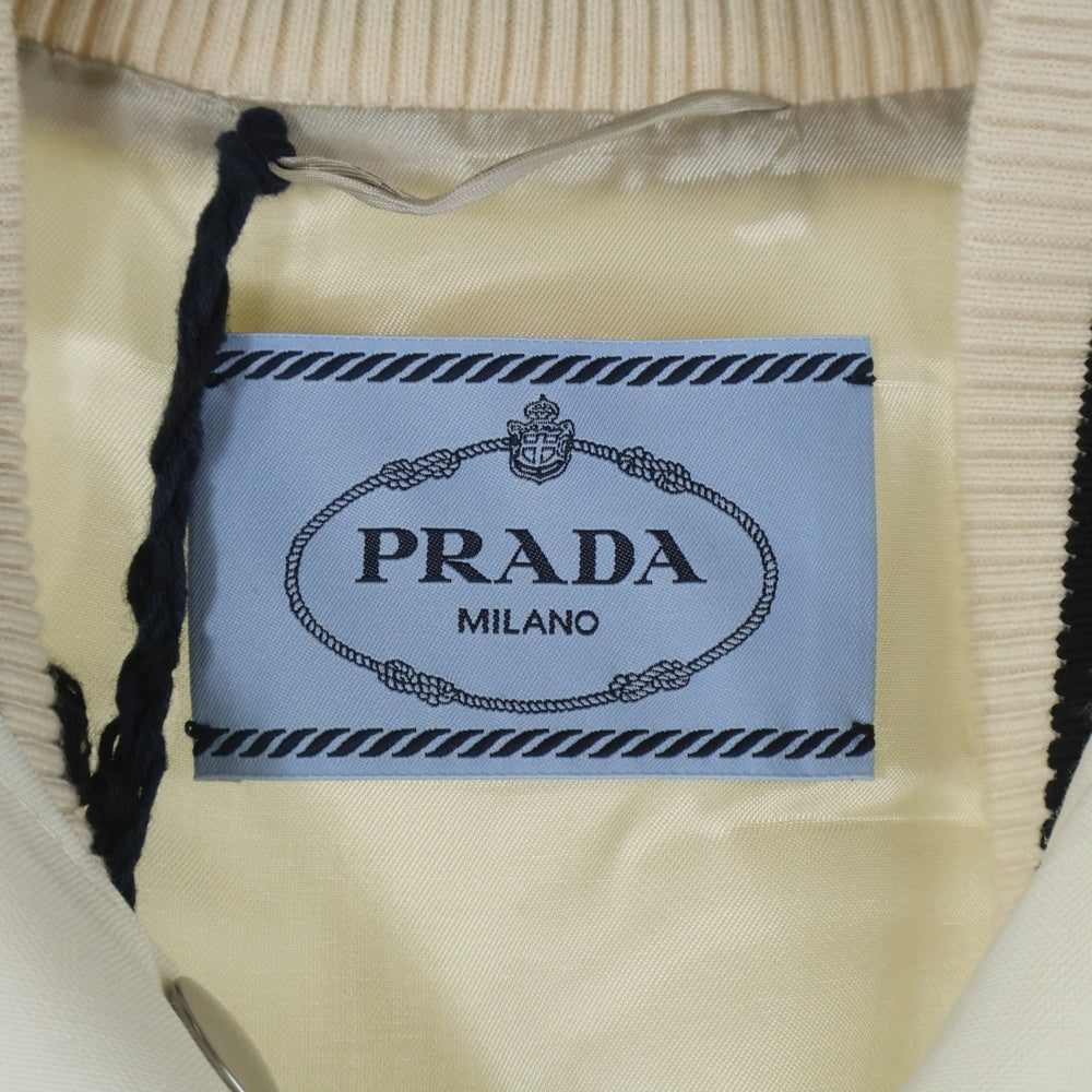 PRADA(プラダ) Women's Kid Mohair Bomber Jacket キッドモヘア ボンバージャケット パッチ付き P521PR アイボリー レディース