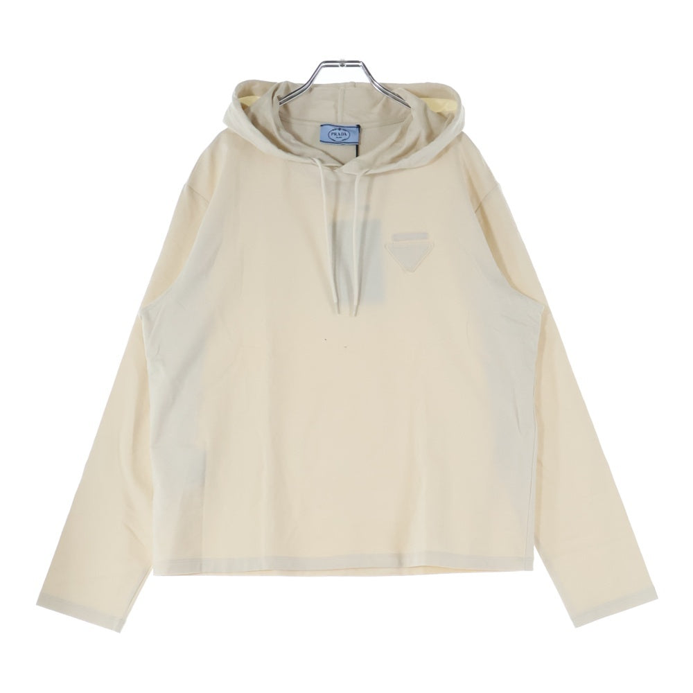 PRADA(プラダ) Sand Stretch Cotton Oversize Sweatshirt サンドストレッチコットン オーバーサイズ プルオーバーフーディー パーカー 134691 アイボリー レディース