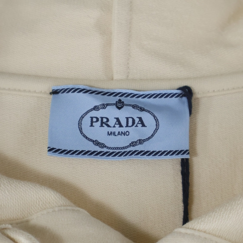 PRADA(プラダ) Sand Stretch Cotton Oversize Sweatshirt サンドストレッチコットン オーバーサイズ プルオーバーフーディー パーカー 134691 アイボリー レディース